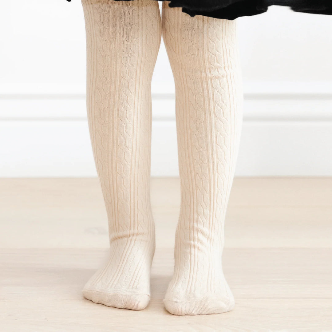Little Stocking Co. - Cable Knit Tights in Vanilla