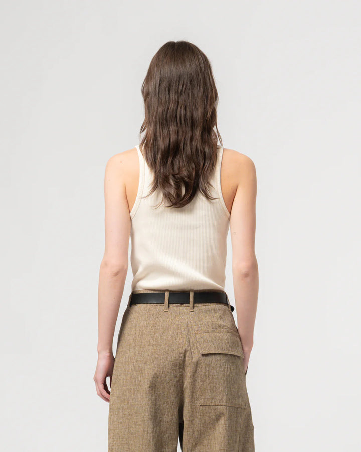 Girls of Dust - Military Rib Jersey Tank Top in Ecru