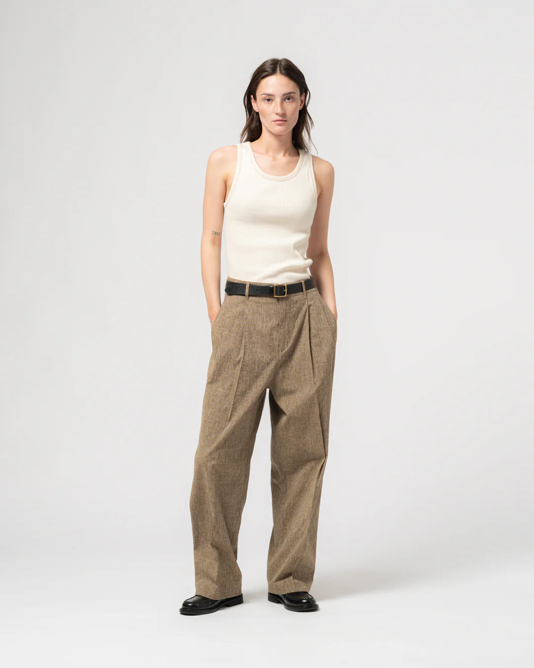 Girls of Dust - Military Rib Jersey Tank Top in Ecru