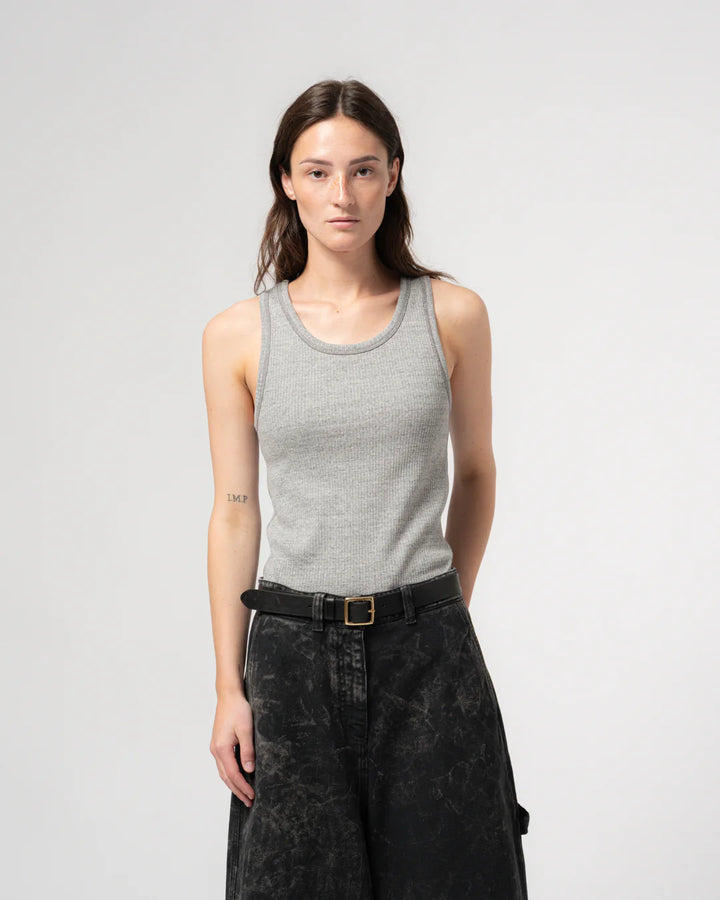 Girls of Dust - Military Rib Jersey Tank Top in Grey Melange