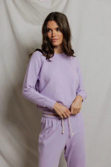 Perfect White Tee - Ziggy Reverse Fleece Shrunken Crewneck in Ultraviolet