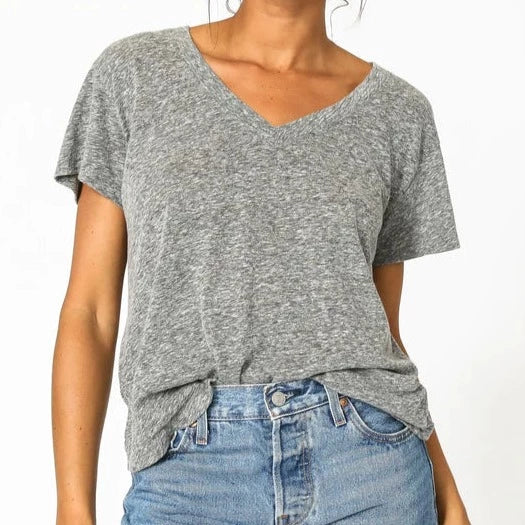 Perfect White Tee - Hendrix Basic V-Neck in Heather Grey