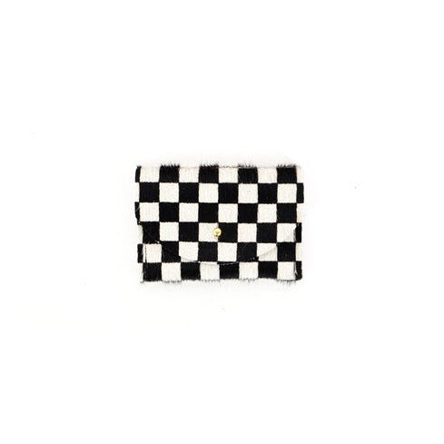 Primecut – Black Checkered Cowhide Card Holder